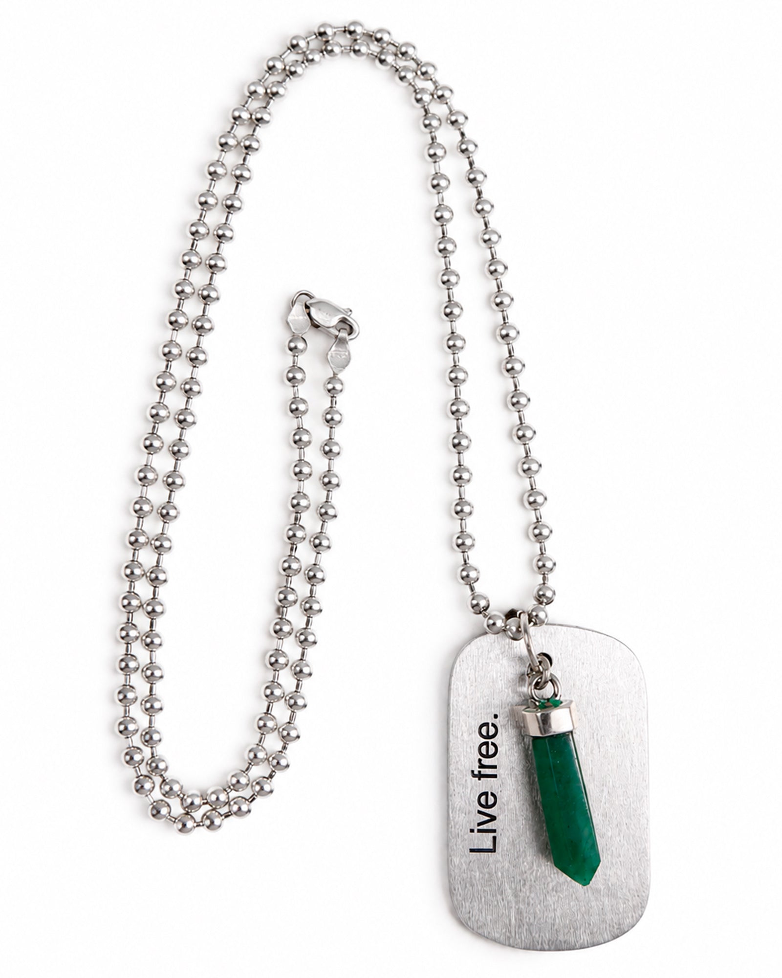 Collar Live Free con Dije y Cadena de 3 mm en Plata 925 de Taxco y Cuarzo