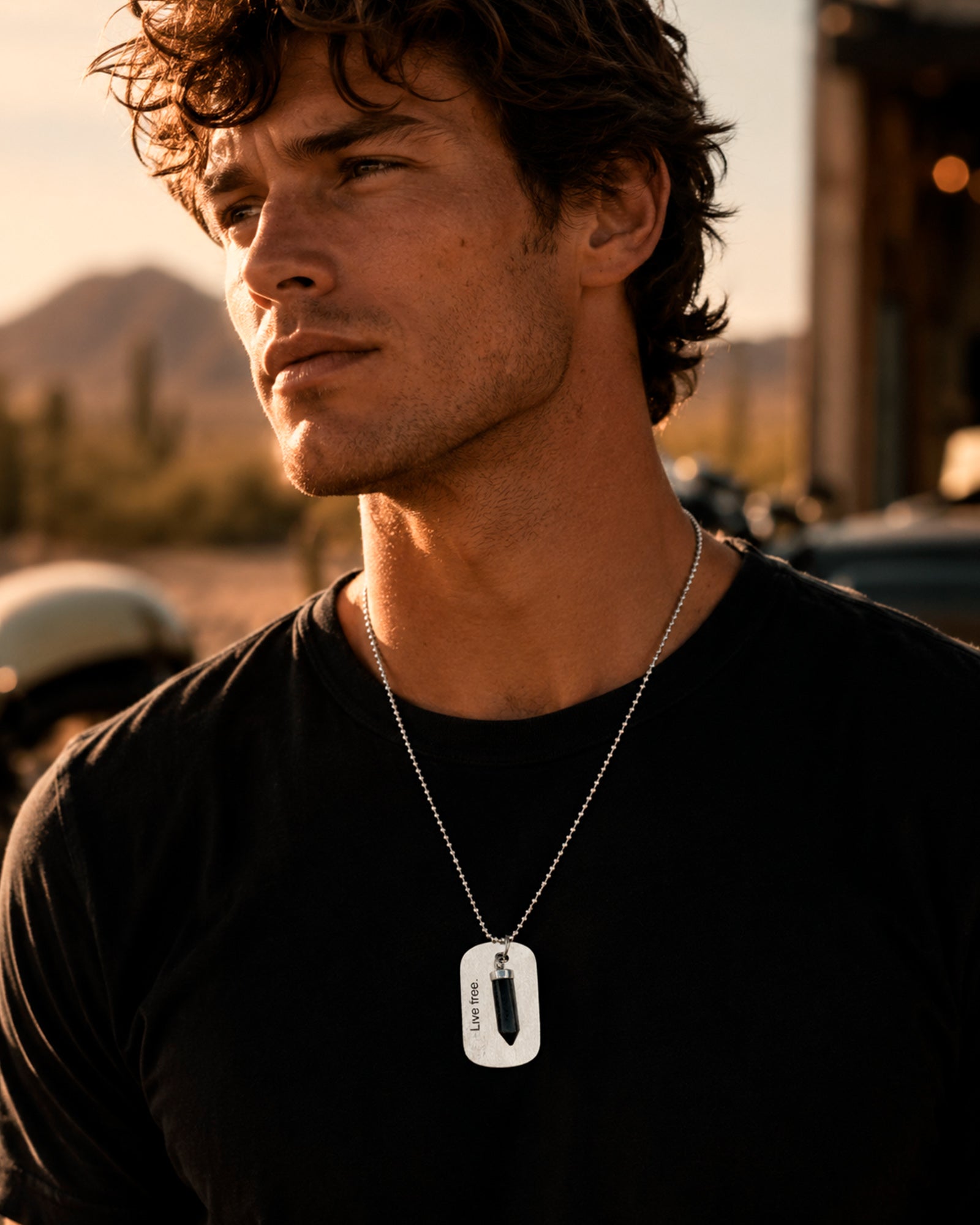Collar Live Free con Dije y Cadena de 2.5 mm en Plata 925 de Taxco y Cuarzo