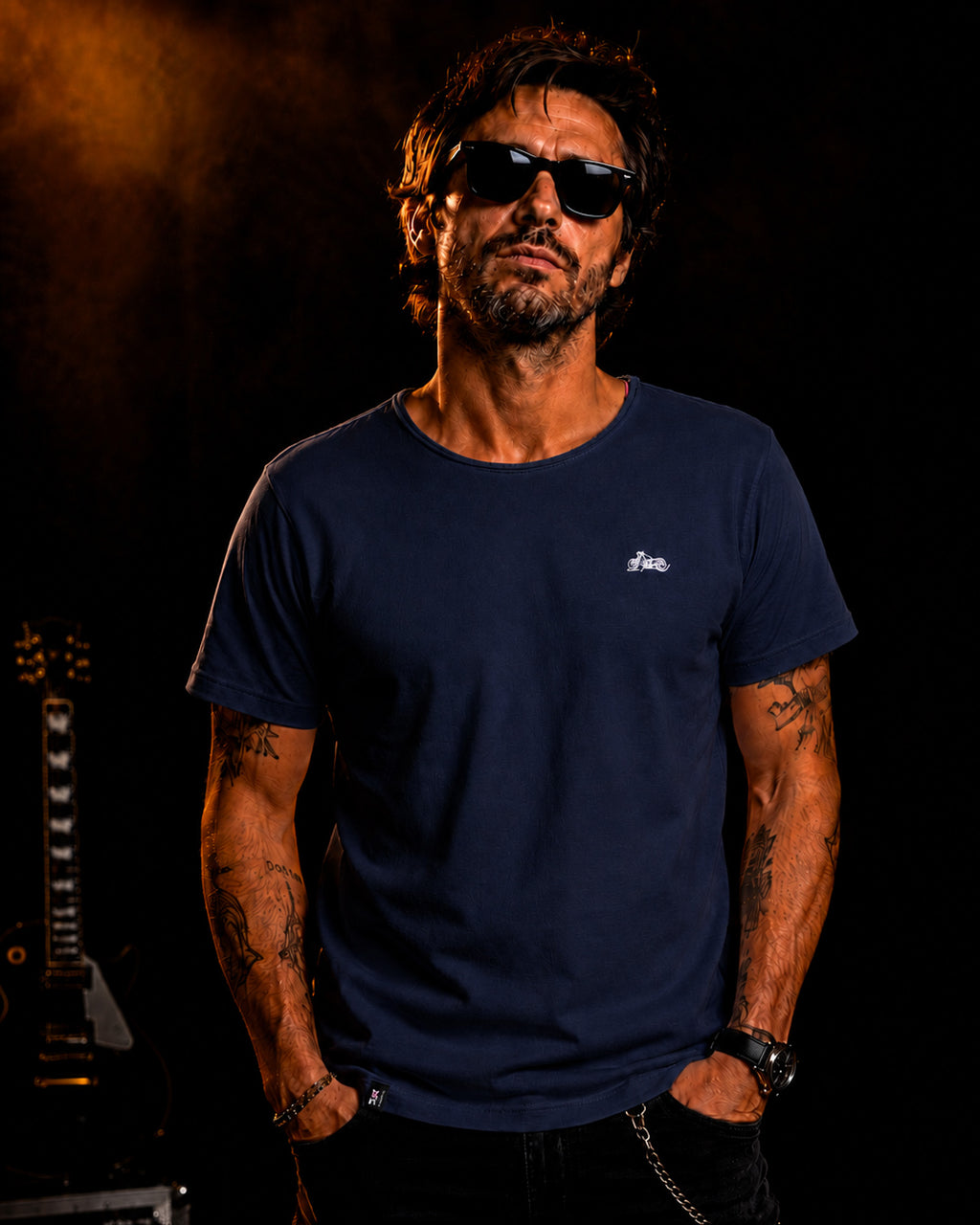 Playera Moto Fit R⚡H — Azul Marino | Signature Collection